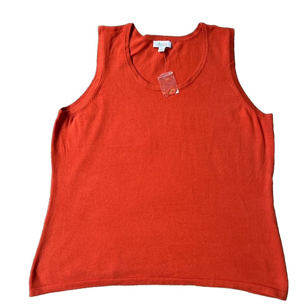 Denim & Co. Sleeveless Scoop Neck Sweater Tank, Orange Size 1X NWOT